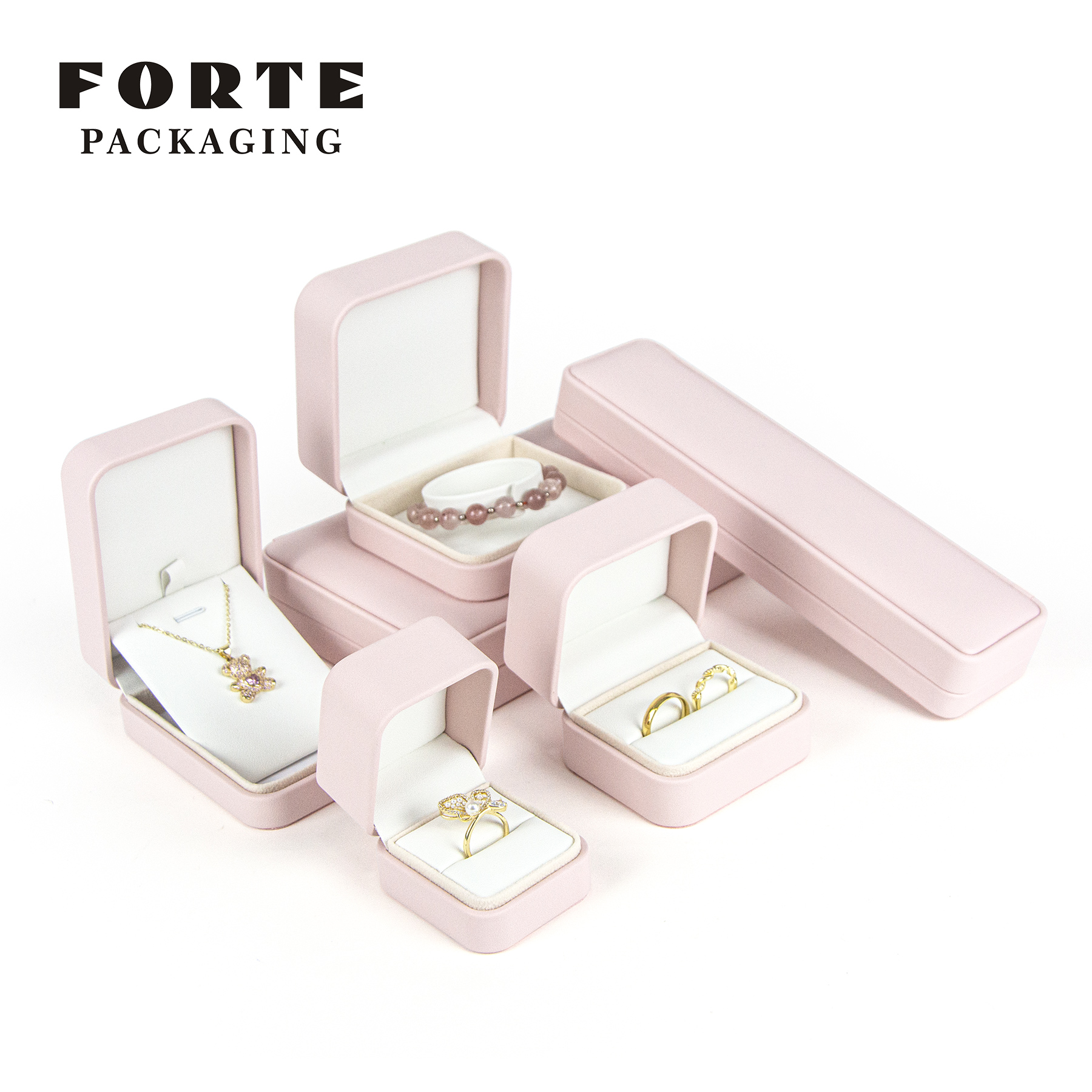 FORTE New Design Jewelry Box Custom Packaging Jewelri Boxes Necklace Pendant Ring Jewellery Packaging With Logo