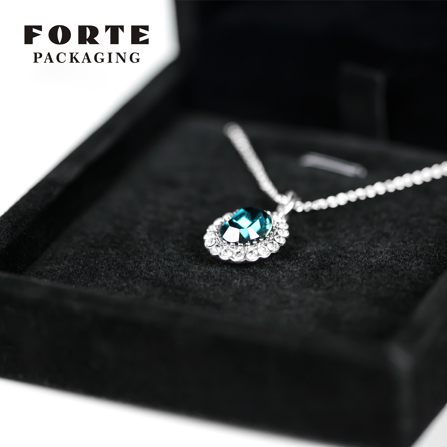 FORTE Joyero Luxury black high end custom logo bangles juwelry necklace boxes velvet jewelry box