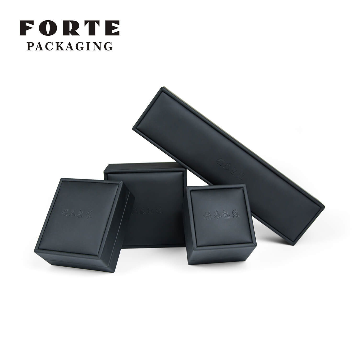 FORTE Factory Popular black Luxury Leather Jewelry Box Custom Logo Jewelry packaging box for ring pendant bracelet