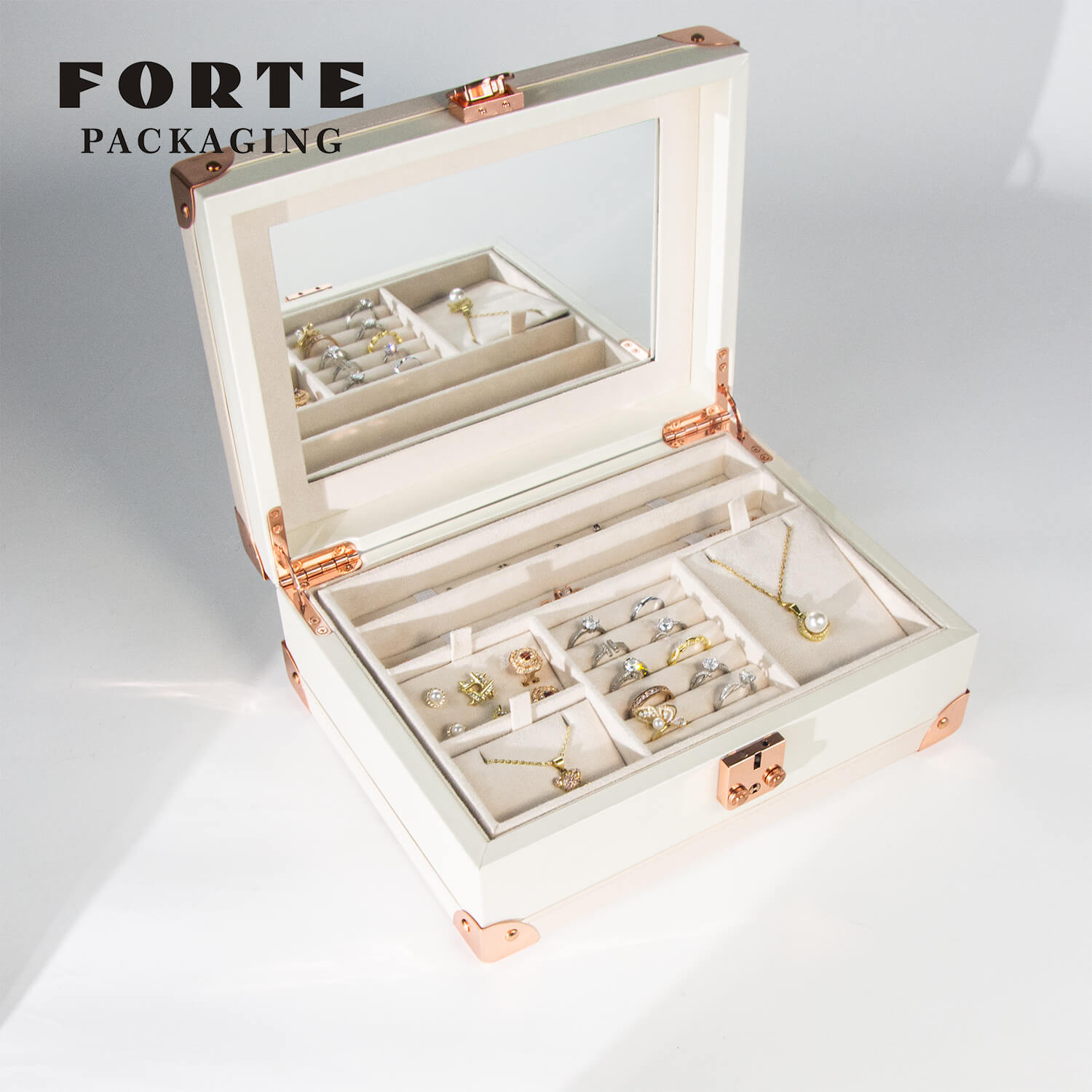 High End Jewelry Boxes PU Leather Jewelry Packaging Organizer Portable Handle Travel Jewelry Organizer Leather Box