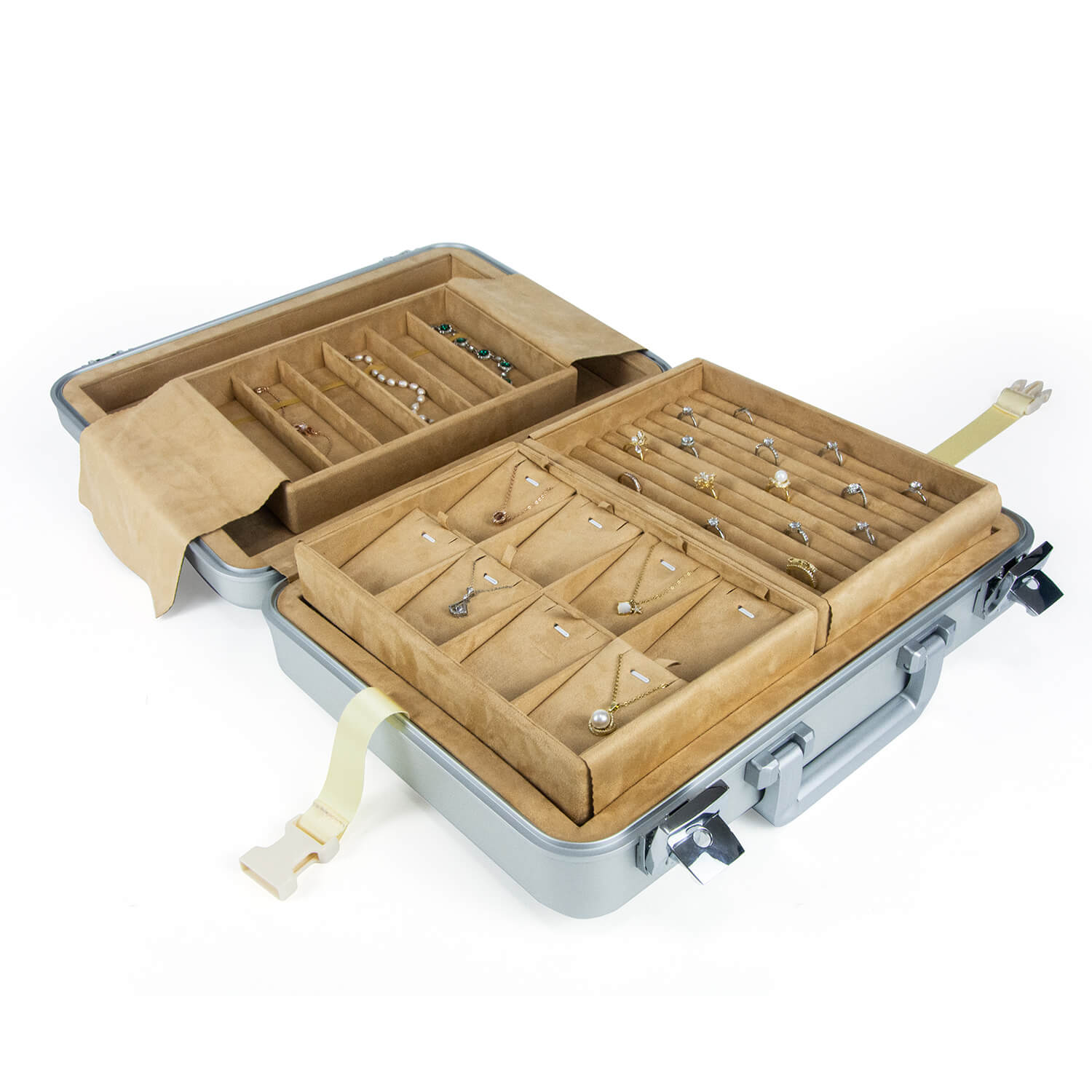 Full Aluminum Jewelry Boxes Saft Lock Packaging Carrying Cases Jewelry Box Beauty Aluminum Briefcase for Jewelry